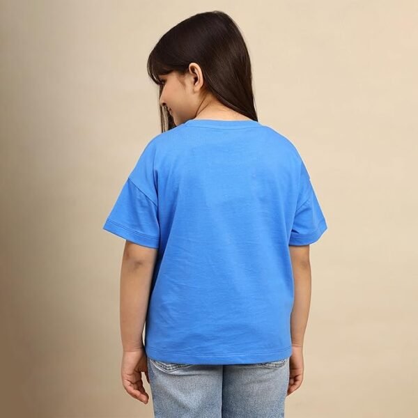 UrbanPetal Tee Official Powerpuff Girls Graphic Printed Girls Blue Relaxed Fit Tshirt for Kids Girls - Image 3