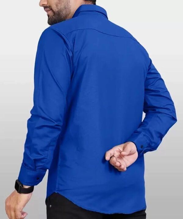 MonoClassic Shirt Men's Regular Fit Solid Soft Touch Cotton Casual Shirt with Pocket Design with Spread Collar & Full Sleeves - Image 4