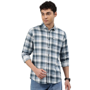GridLine Shirt Men Comfort Slim Fit Opaque Checked Cotton Casual Shirt