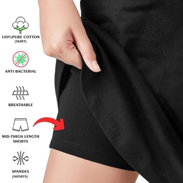 WaveBloom Skirt Girls 100% Cotton Printed Skirt Attached with Inner Lycra Shorts - Image 2
