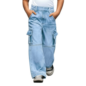 LilRider Denim Ninos Boys Blue Flared Cargo Pants for 5 to 15 Years