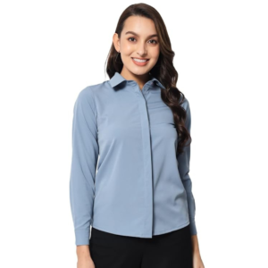 ALL WAYS YOU Women's Casual Office Wear Solid Full Cuff Sleeve Poly Crepe Formal Shirt for Women