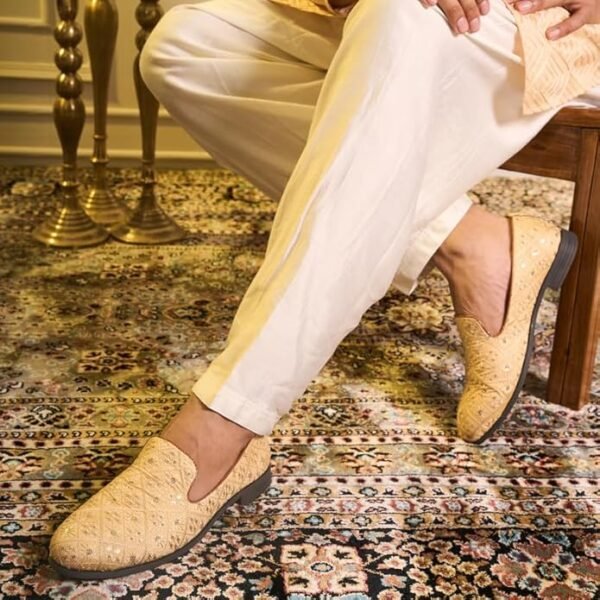 NoirNoble Velvet Shoes Men Ethnic Velvet Sequin Embroidered Slip On Juttis and Mojaris for Wedding|Party Slip-On - Image 3