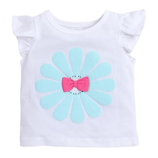 Peachy Pop Set Baby Girls Cotton Floral Print T-shirt And Shorts Set in Fuchsia Color - Image 3