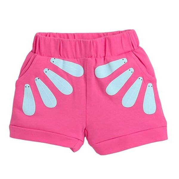 Peachy Pop Set Baby Girls Cotton Floral Print T-shirt And Shorts Set in Fuchsia Color - Image 2