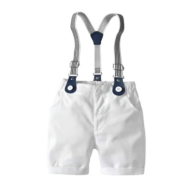 Little Desi Breeze Set  Kids Boys Printed Cotton Short Sleeve Collared Neck Ethnic Wear Spandex Shirt & Shorts with Bow tie - Image 2