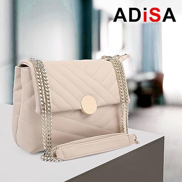 GlimmerLoop Sling Women's Girls Quilted Cross Body Sling Bag with Gold Chain - Image 2