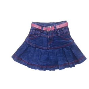 BloomRush Skirt Blue Fancy Skirt with Pink Belt for Girls