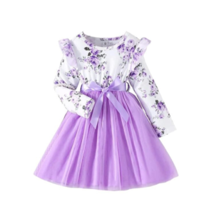 Blossom Belle Frock Girls Modal and net Fabric Full Sleeve Knee Length Frock