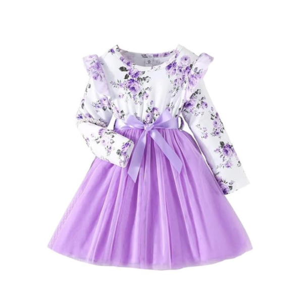 Blossom Belle Frock Girls Modal and net Fabric Full Sleeve Knee Length Frock