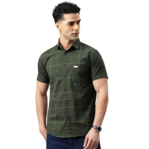 Majestic Man Men Comfort Slim Fit Checked Pure Cotton Half Sleeve Casual Shirt