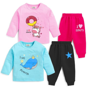Snuggle Bloom Set Baby Girl Regular Fit Cotton T-Shirts and Pajamas Set