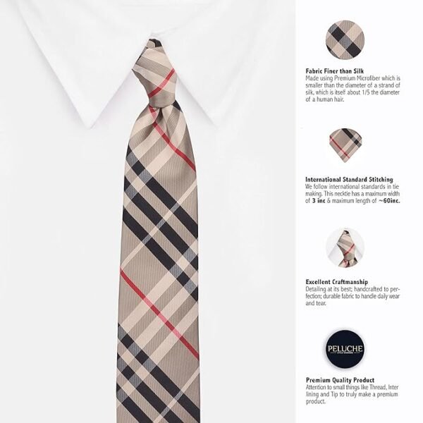 RegalKnot Tie Well Formed Beige Colored Microfiber Necktie For Men - Image 3