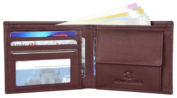UrbanHold Gear Maroon Leather Wallet for Men I Handcrafted I 4 Credit/Debit Card Slots I 2 Currency Compartments - Image 2