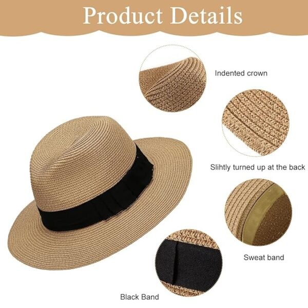 SoléShade Hat Straw Hat for Women Stylish, Wide Brim Womens Hat, Sun Hats for Women, Vintage Women Hat for Sun - Image 2